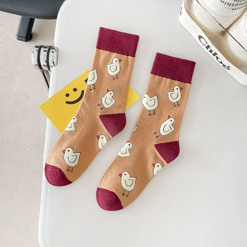 happy trendy men's and women's couple's fashionable socks men's long cotton socks animal color fruit jacquard socks socks socks