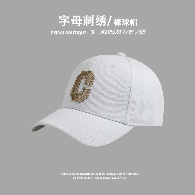 Korean Style Letter Embroidered Black Cap - Image 6