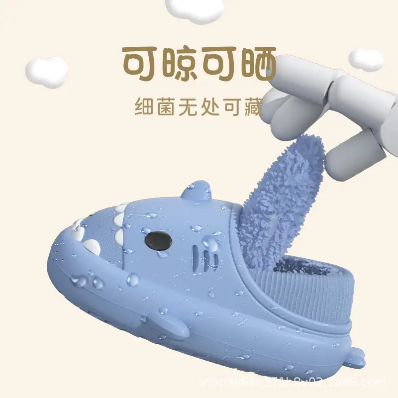 Cartoon Shark Couple Cotton Slippers, Eva Thickened Warm Indoor Outdoor Furry Slippers, Cotton Shoes with a Soft Cushioning Feel