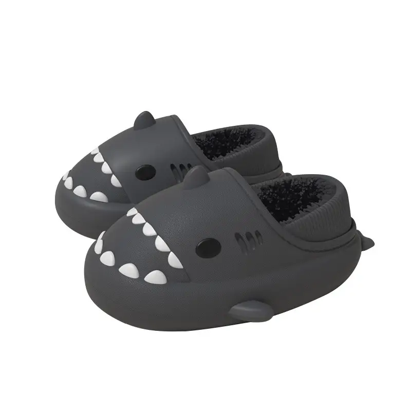Cartoon Shark Couple Cotton Slippers, Eva Thickened Warm Indoor Outdoor Furry Slippers, Cotton Shoes with a Soft Cushioning Feel