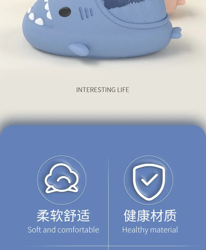 Cartoon Shark Couple Cotton Slippers, Eva Thickened Warm Indoor Outdoor Furry Slippers, Cotton Shoes with a Soft Cushioning Feel — feature 4