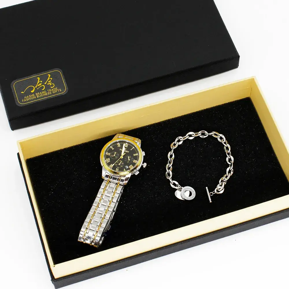 Couple Watch Set Gold Silver Chain Bracelet - Image 2