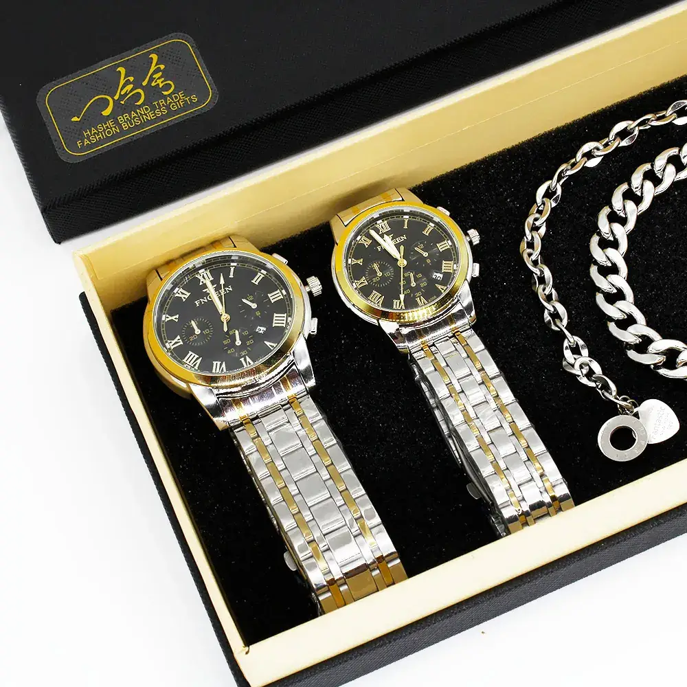 Couple Watch Set Gold Silver Chain Bracelet - Image 4