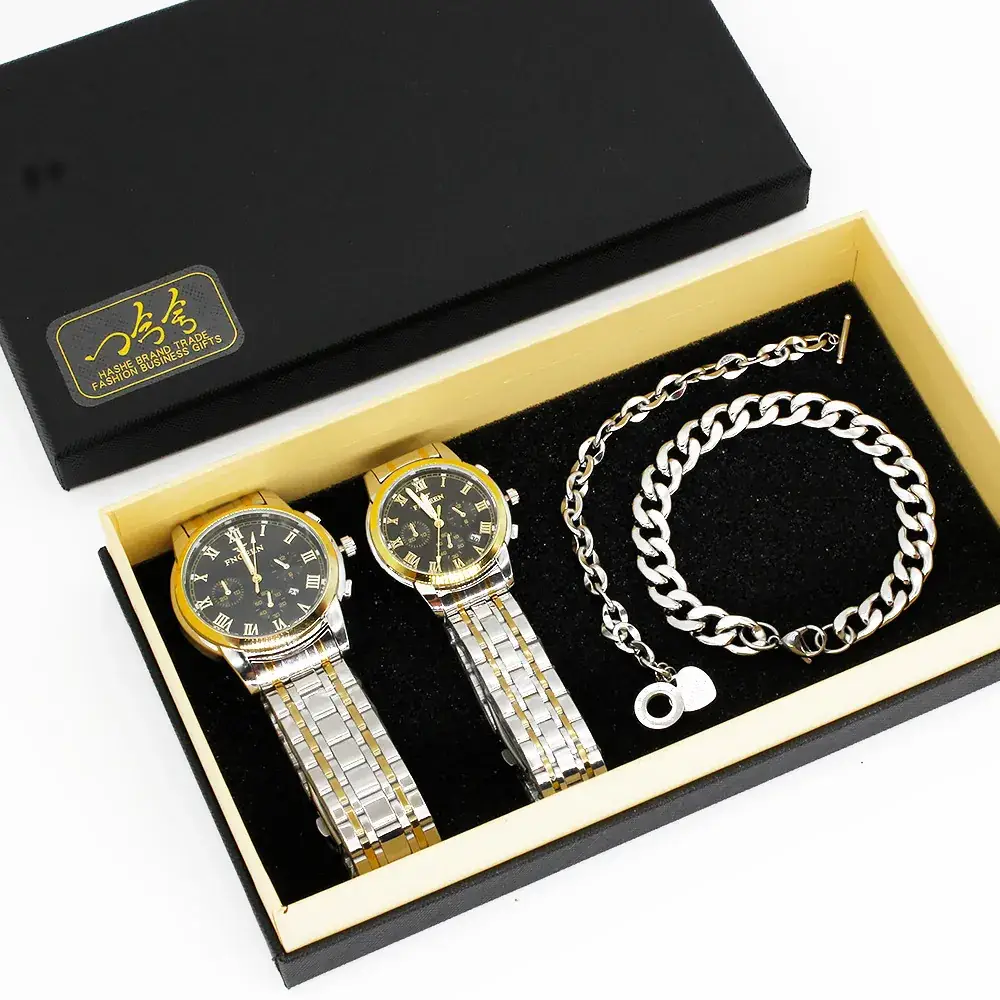Couple Watch Set Gold Silver Chain Bracelet - Image 5