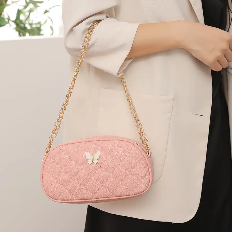 Pink Butterfly Chain Shoulder Bag for Women
