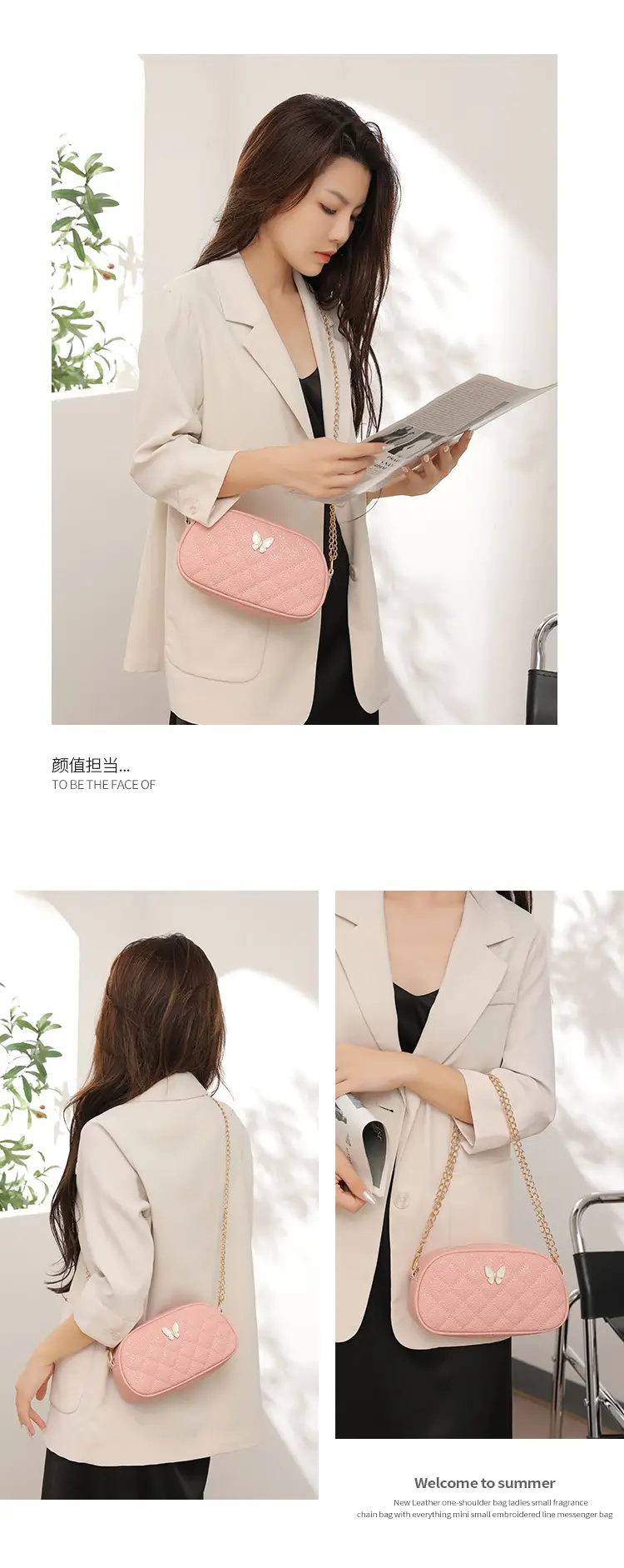 Pink Butterfly Chain Shoulder Bag for Women — feature 11