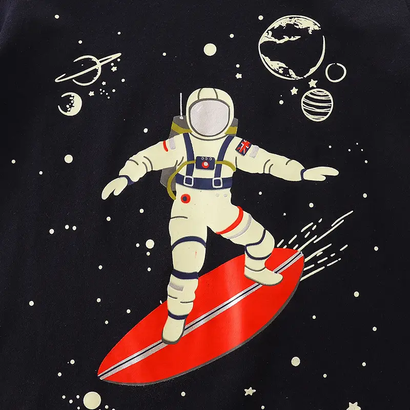 Astronaut Planet Printed Cotton Long Sleeve T-Shirt Black - Image 5