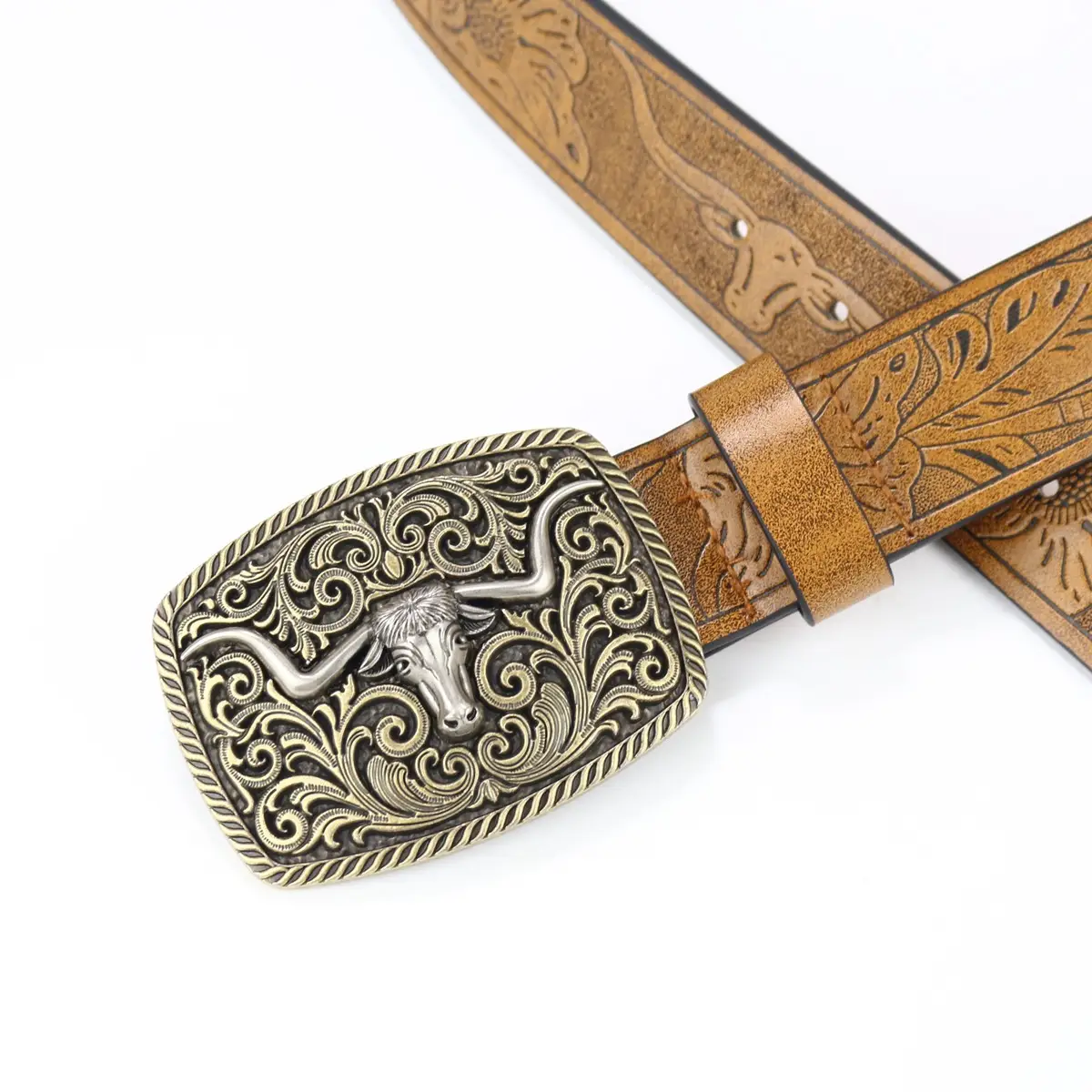 Vintage Cross Border Western Denim Belt with Big Buckle β feature 25