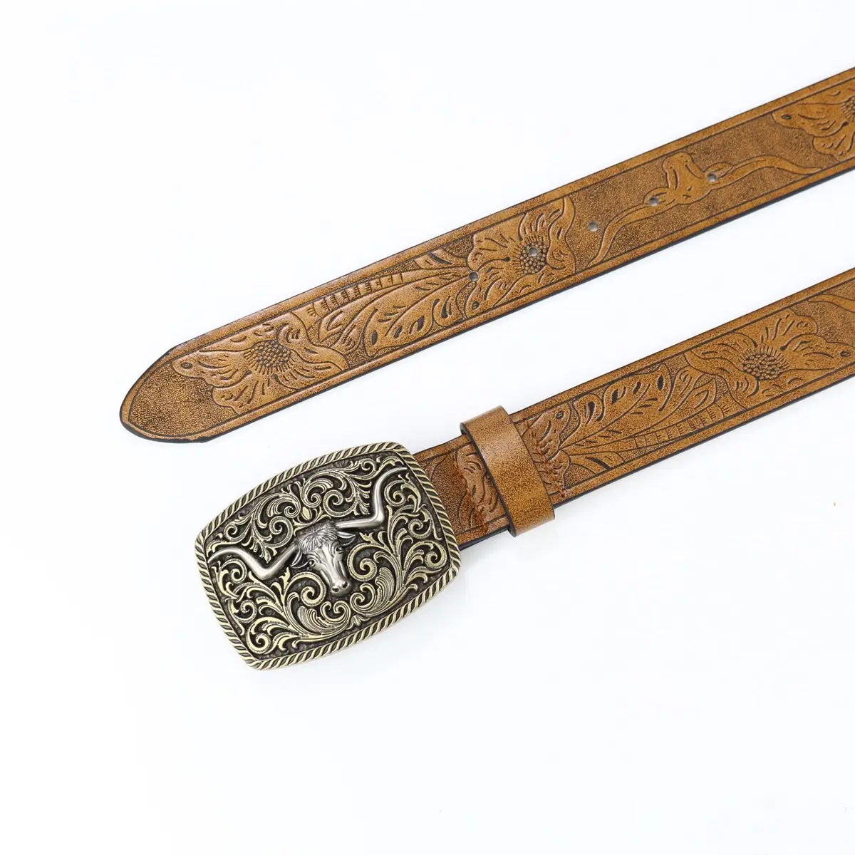 Vintage Cross Border Western Denim Belt with Big Buckle β feature 26