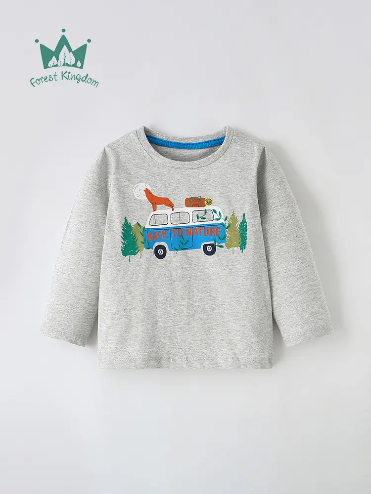 2023 Kids Cotton T-Shirt Gray Long Sleeve Boys - Image 2