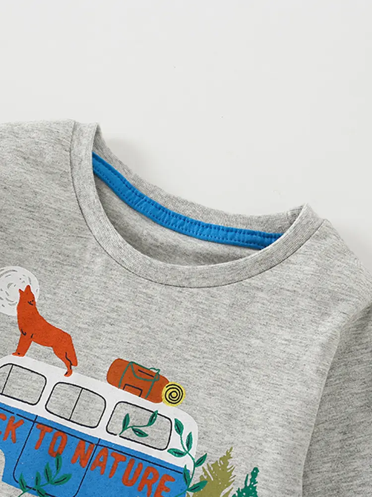 2023 Kids Cotton T-Shirt Gray Long Sleeve Boys - Image 3