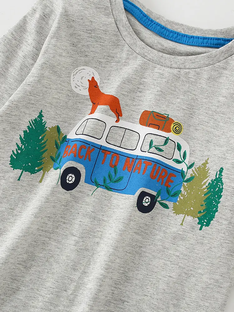 2023 Kids Cotton T-Shirt Gray Long Sleeve Boys - Image 4