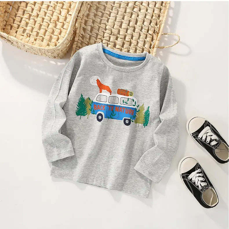 2023 Kids Cotton T-Shirt Gray Long Sleeve Boys — feature 1