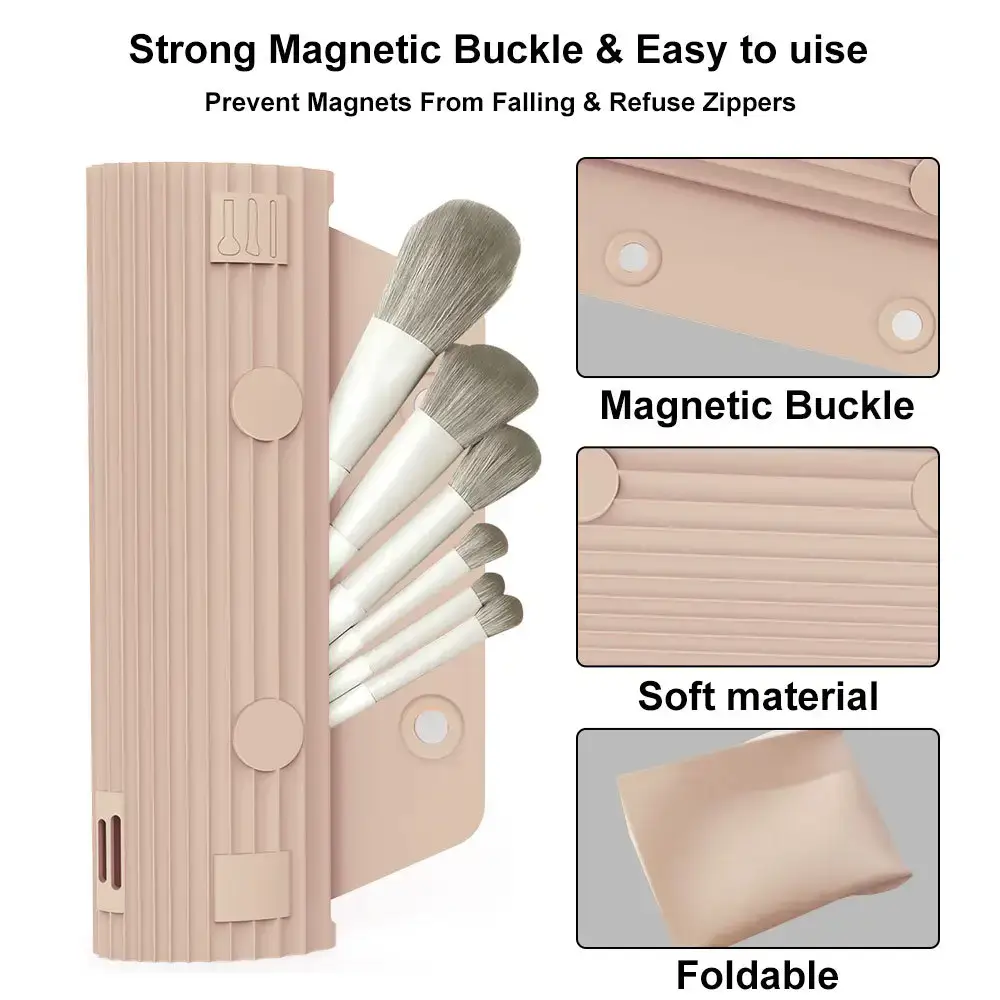 Pink Silicone Makeup Brush Storage Box with Dustproof Design — feature 17