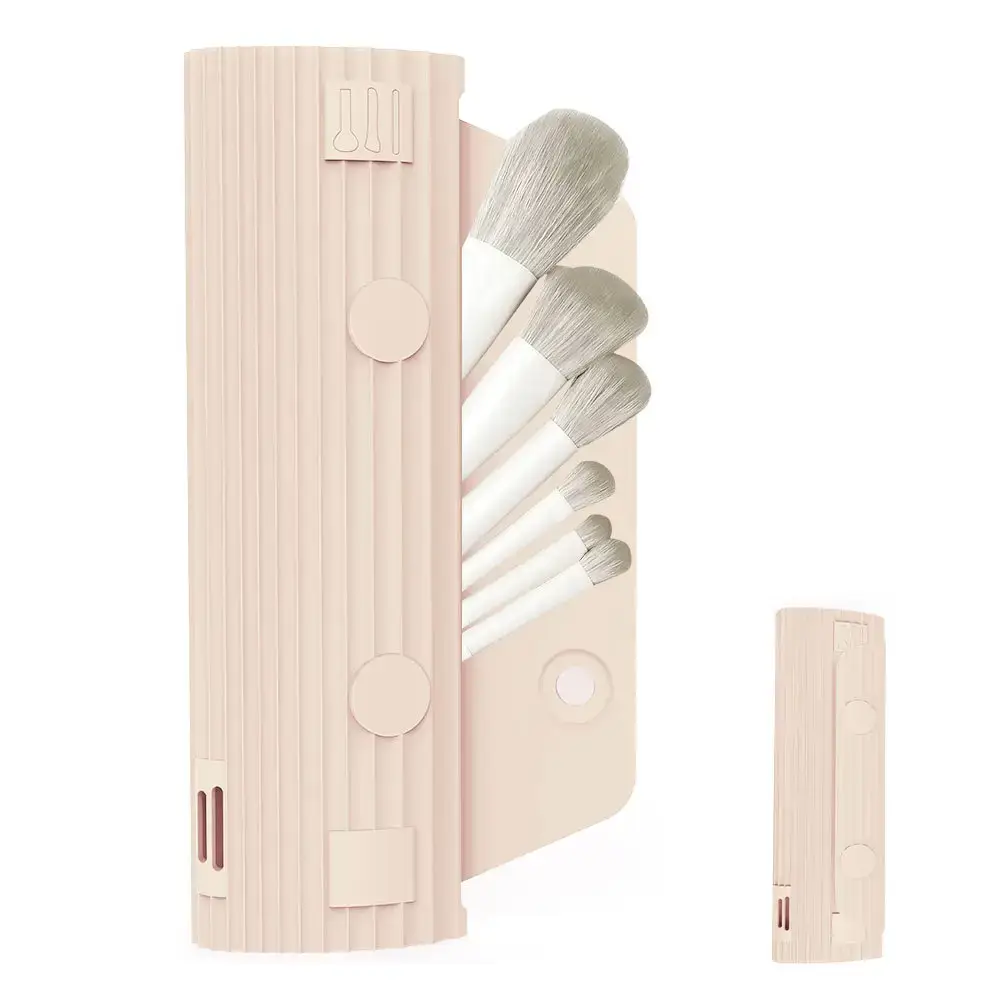 Pink Silicone Makeup Brush Storage Box with Dustproof Design - Image 13