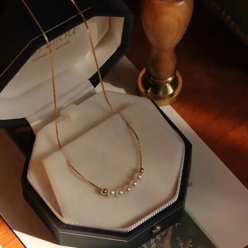 Natural Pearl Smile Necklace Gold Silk Chain for Women - Image 3