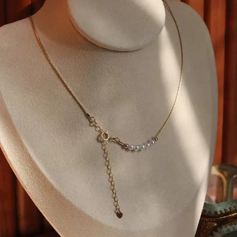 Natural Pearl Smile Necklace Gold Silk Chain for Women - Image 4
