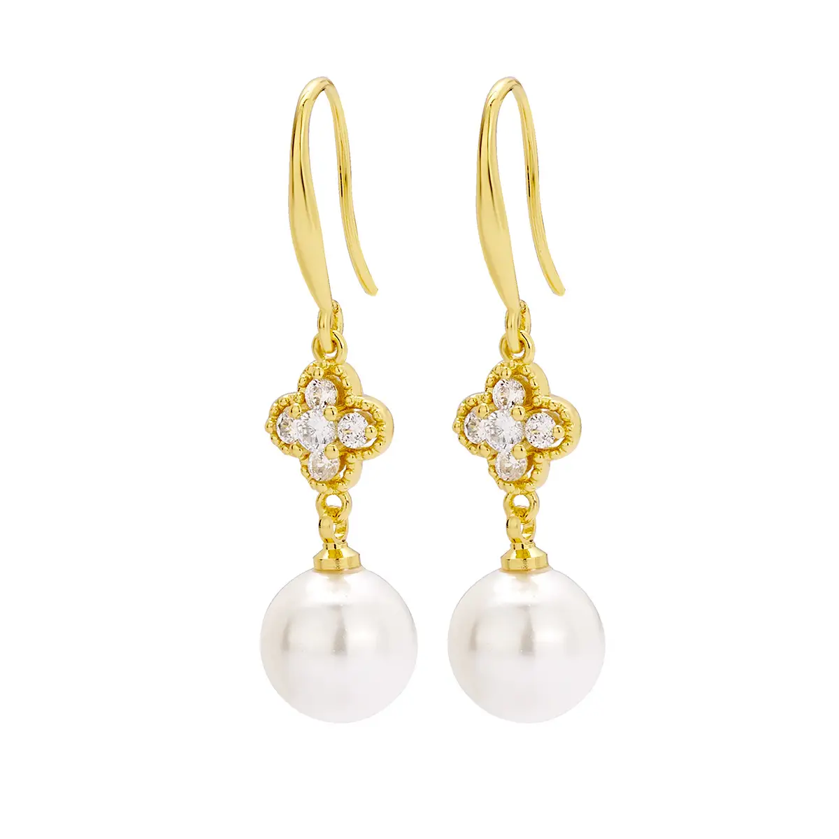 Vintage Pearl Earrings Gold Silver Hook Design - Image 5