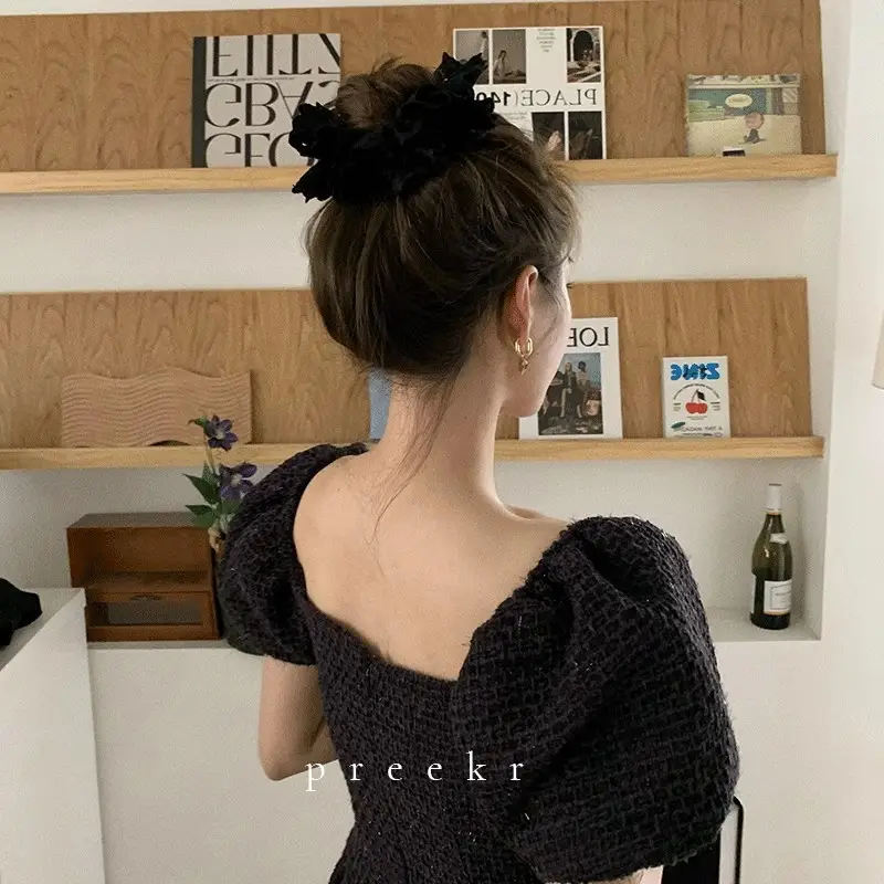 French Style White Lace Hair Ring for Women - Image 7