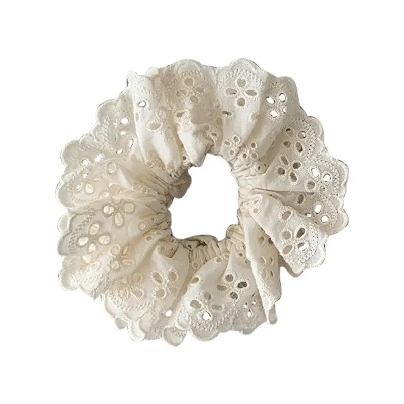 French Style White Lace Hair Ring for Women - Image 8