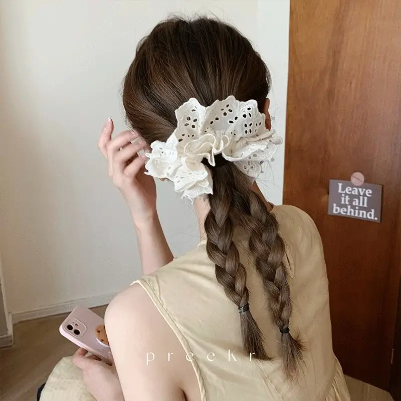 French Style White Lace Hair Ring for Women — feature 4
