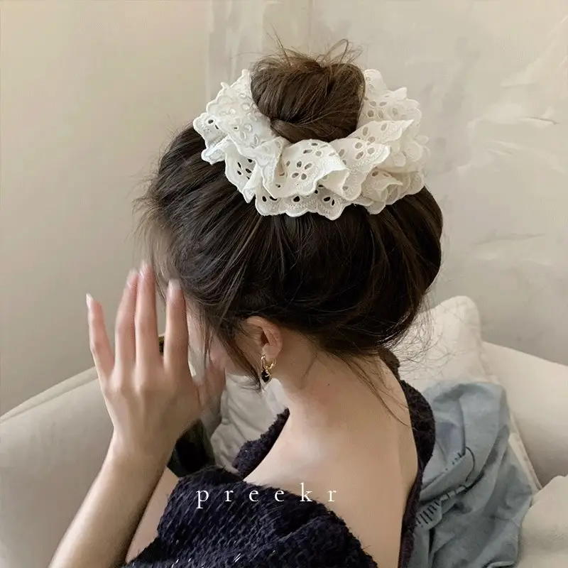 French Style White Lace Hair Ring for Women — feature 5
