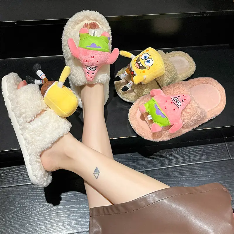 2026 Autumn New Hot-Selling Indoor Furry Slippers for Women, Cute Cartoon Design, Fleece-Lined, Warm Cotton Slippers for Outdoor Wear - Image 7