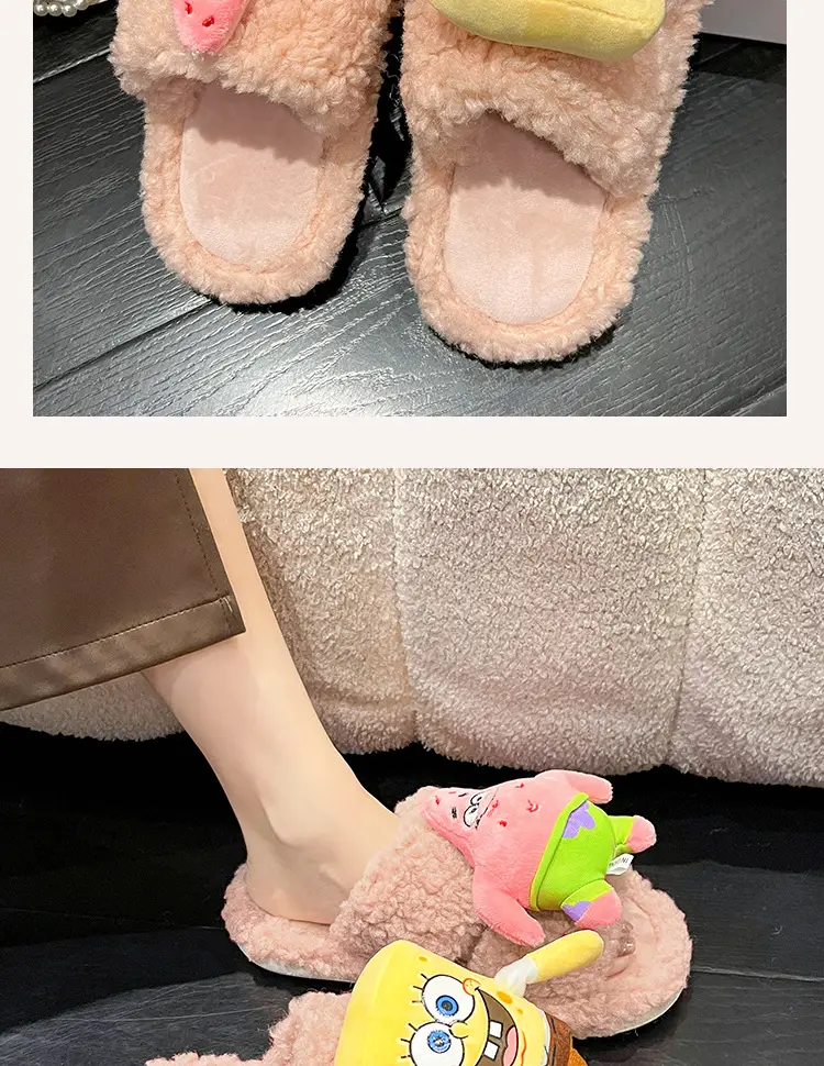 2026 Autumn New Hot-Selling Indoor Furry Slippers for Women, Cute Cartoon Design, Fleece-Lined, Warm Cotton Slippers for Outdoor Wear — feature 13