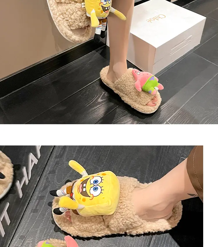 2026 Autumn New Hot-Selling Indoor Furry Slippers for Women, Cute Cartoon Design, Fleece-Lined, Warm Cotton Slippers for Outdoor Wear — feature 17