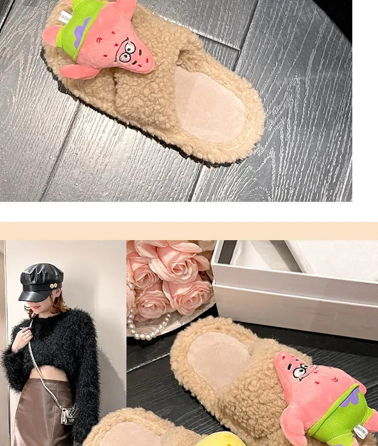 2026 Autumn New Hot-Selling Indoor Furry Slippers for Women, Cute Cartoon Design, Fleece-Lined, Warm Cotton Slippers for Outdoor Wear — feature 18