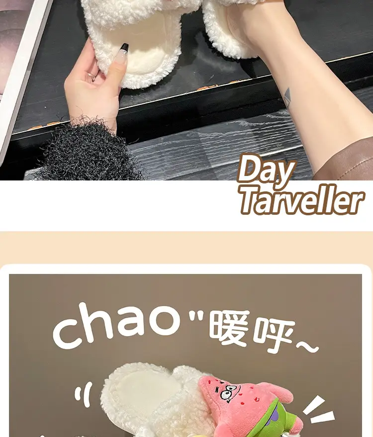 2026 Autumn New Hot-Selling Indoor Furry Slippers for Women, Cute Cartoon Design, Fleece-Lined, Warm Cotton Slippers for Outdoor Wear — feature 9