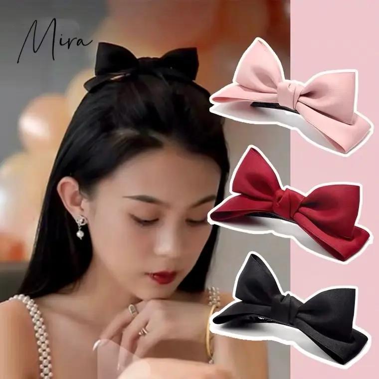 Black 3D Bow Hairpin for Women - Image 6