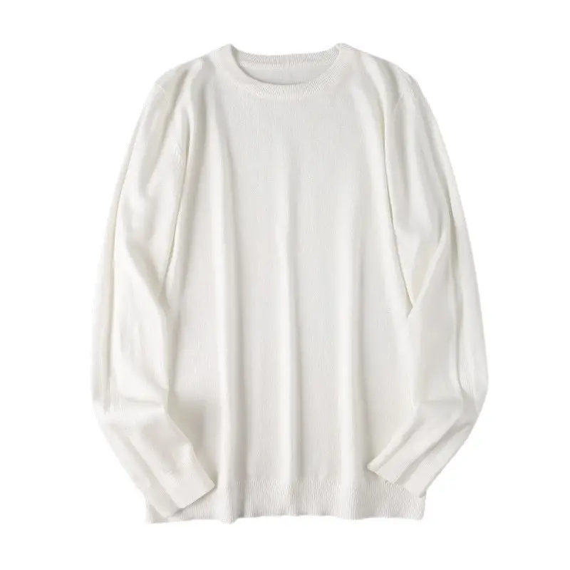 Men's White Knitted Crewneck Pullover Shirt - Image 8