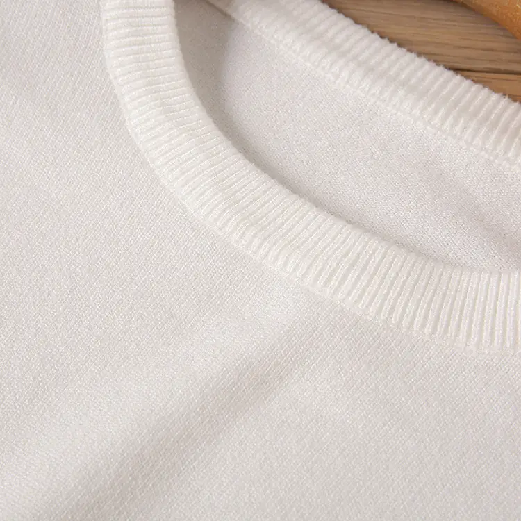 Men's White Knitted Crewneck Pullover Shirt — feature 12