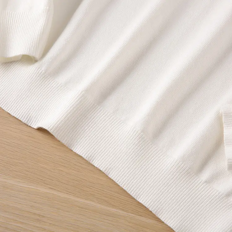 Men's White Knitted Crewneck Pullover Shirt — feature 14