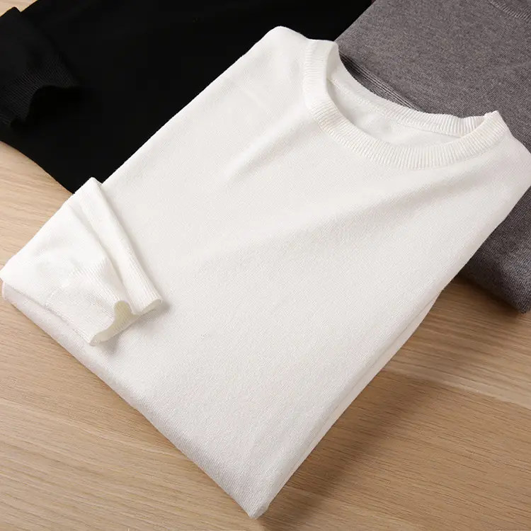Men's White Knitted Crewneck Pullover Shirt — feature 22