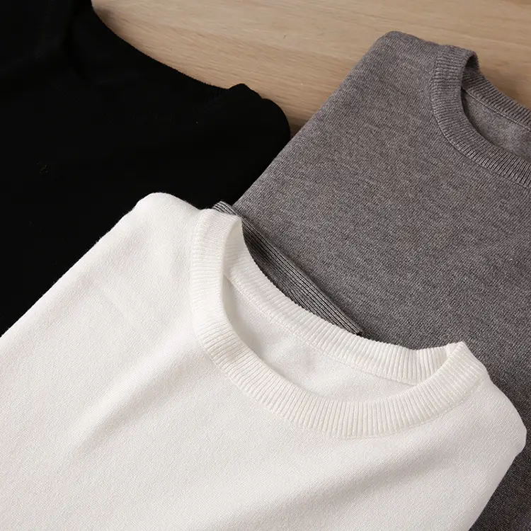 Men's White Knitted Crewneck Pullover Shirt — feature 23