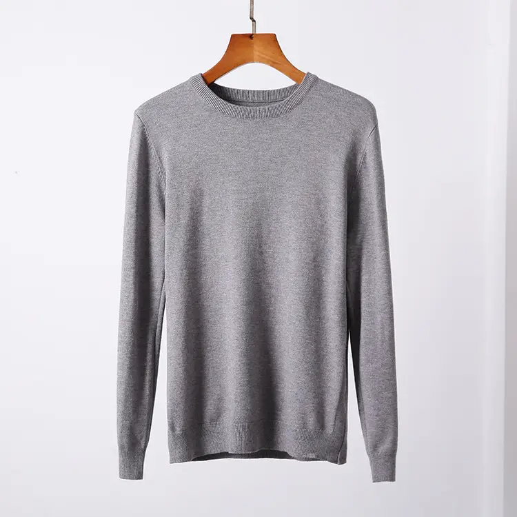 Men's White Knitted Crewneck Pullover Shirt — feature 5
