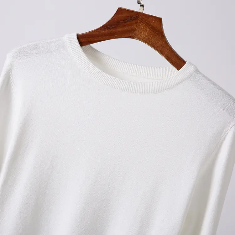Men's White Knitted Crewneck Pullover Shirt — feature 7