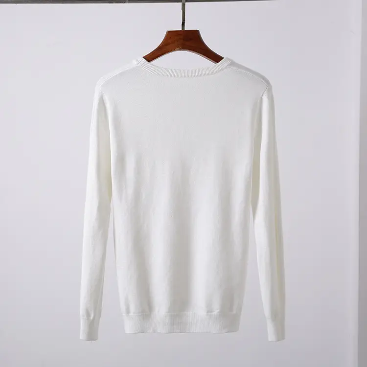 Men's White Knitted Crewneck Pullover Shirt — feature 8