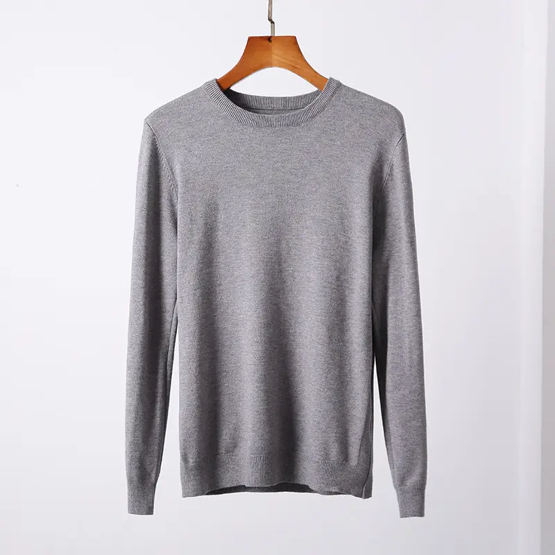 Men's White Knitted Crewneck Pullover Shirt - Image 3