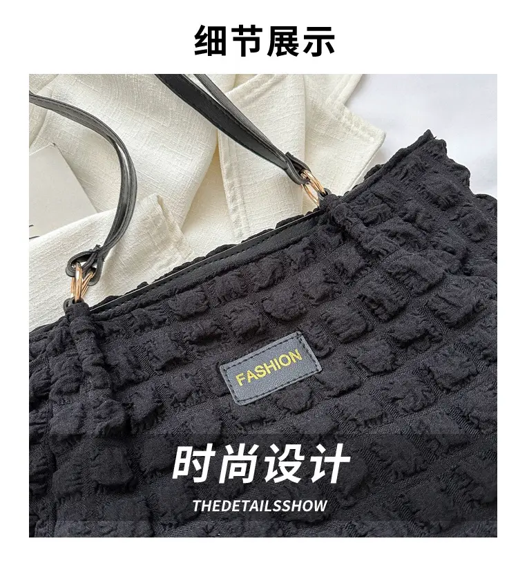 Black Korean Style Pleated Shoulder Bag for Women — feature 2