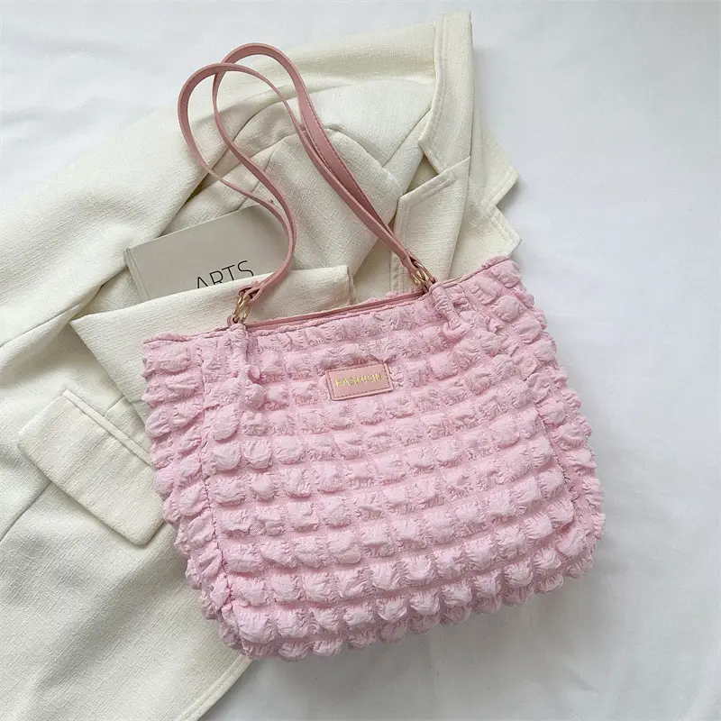 Black Korean Style Pleated Shoulder Bag for Women - Image 3