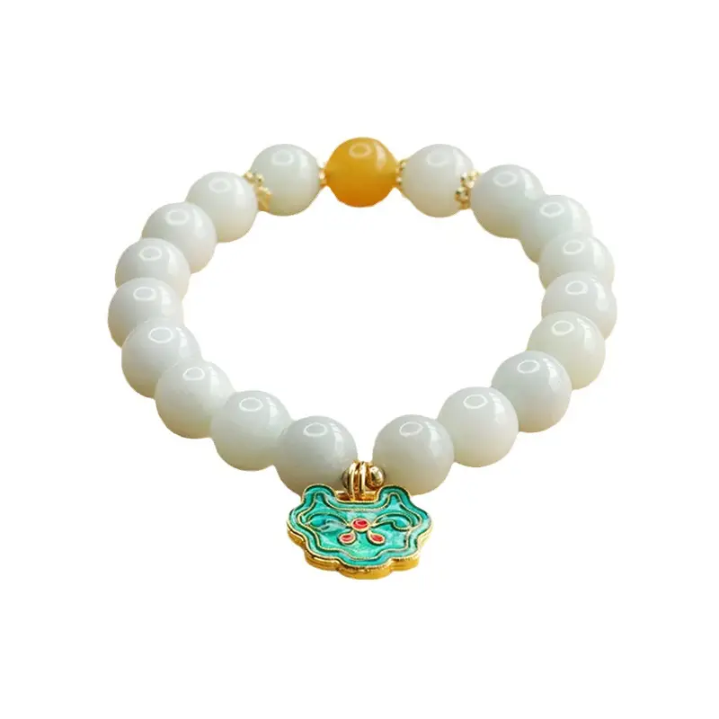 Aiyu Jade Bracelet with Enamel Pendant - Image 6