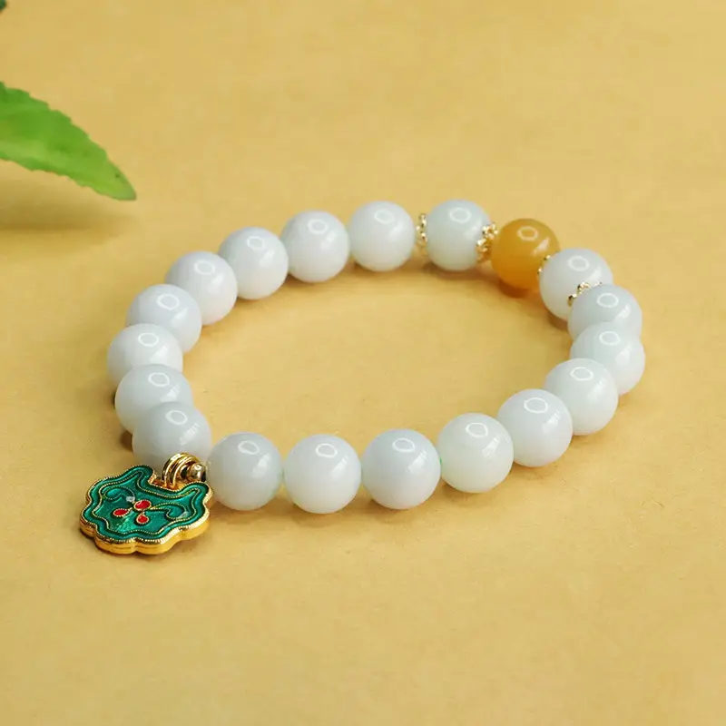 Aiyu Jade Bracelet with Enamel Pendant — feature 3