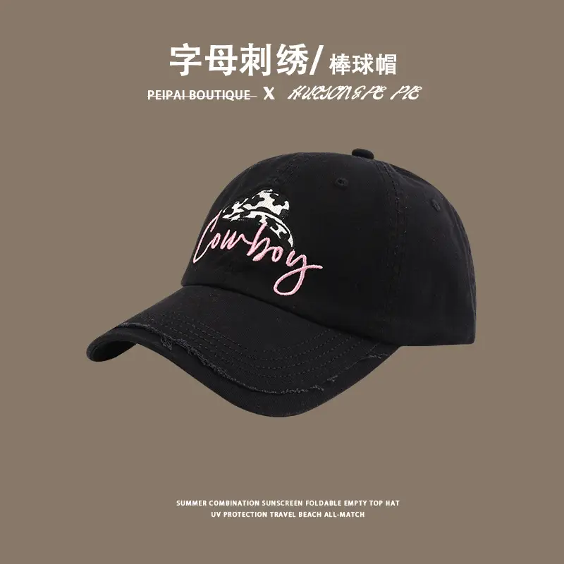 Black Embroidered Baseball Cap with "Country" Design — feature 12