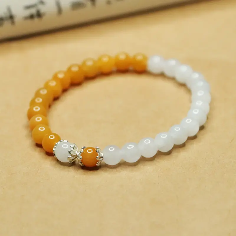Ayu Natural Jade Bracelet for Women S925 Silver Gold Thread