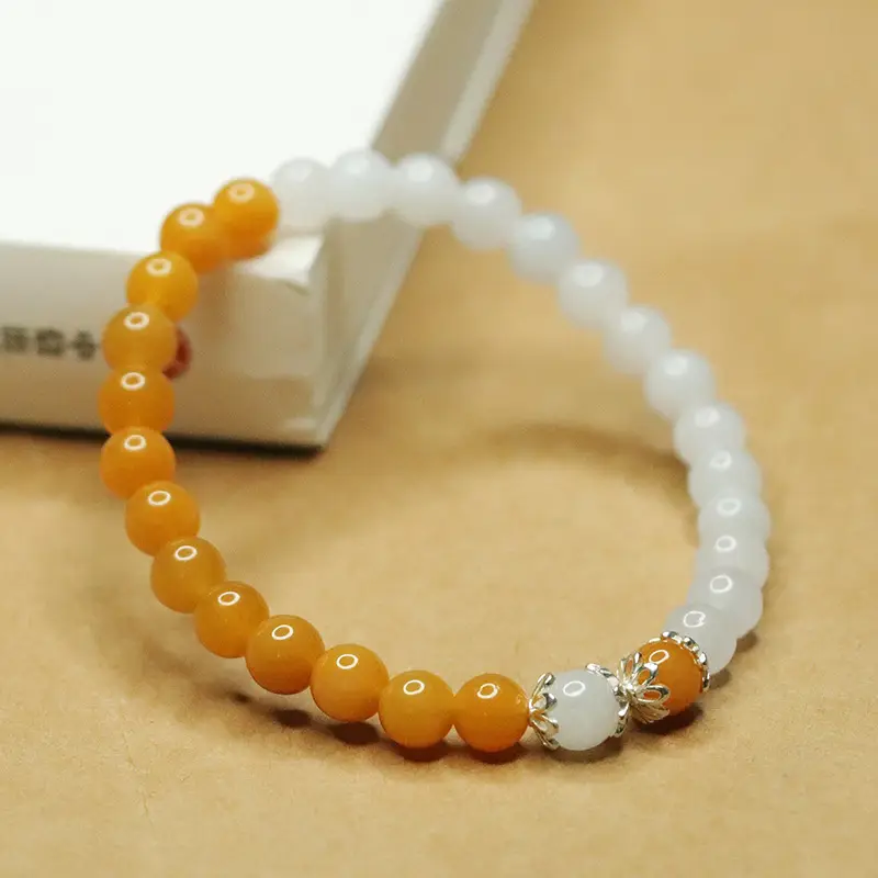 Ayu Natural Jade Bracelet for Women S925 Silver Gold Thread