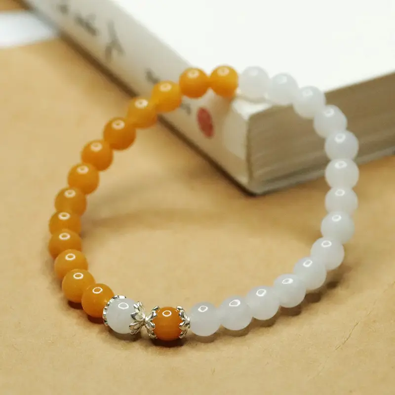 Ayu Natural Jade Bracelet for Women S925 Silver Gold Thread