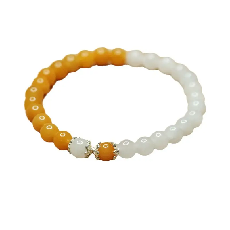 Ayu Natural Jade Bracelet for Women S925 Silver Gold Thread